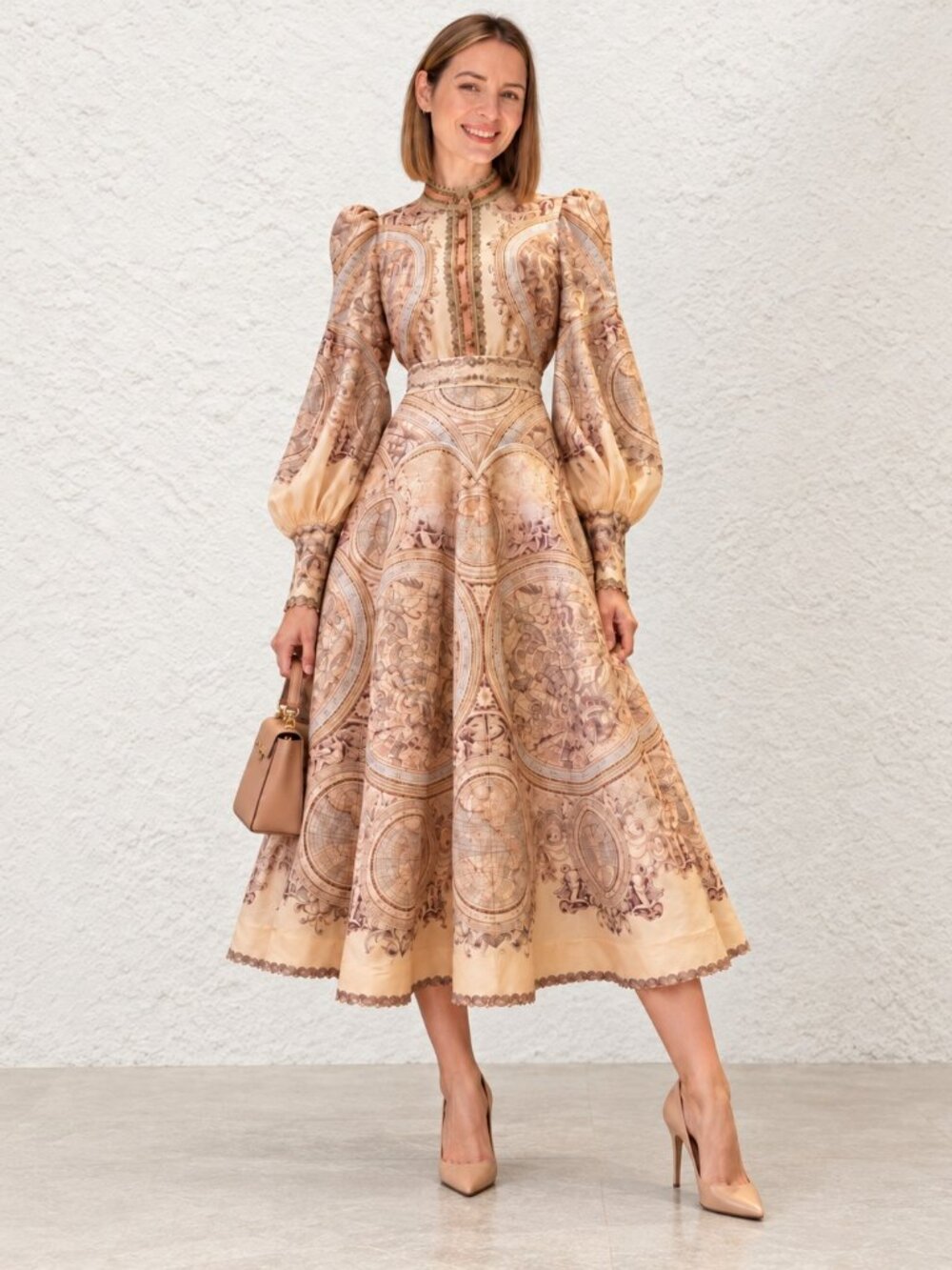 Zimmermann Celestial Print Long Sleeve Midi Dress Size 0